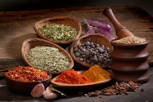Different spices. Various colours and textures