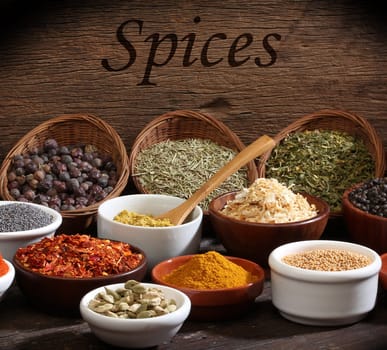 Different spices. Various colours and textures