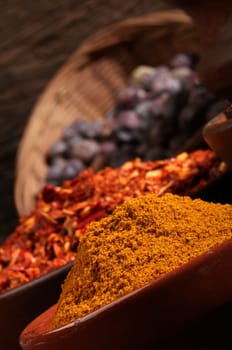 Different spices. Various colours and textures