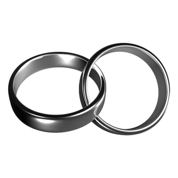 couple of gold wedding rings on white background
