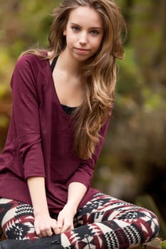 Teenage girl in the autumn