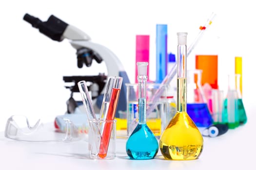Chemical scientific laboratory stuff microscope test tube flask pipette