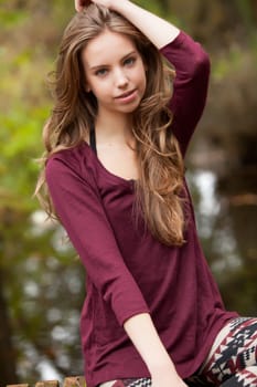 Teenage girl in the autumn