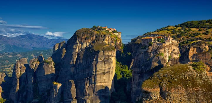 Meteora Monasteries during summer, in Trikala region, Greece.