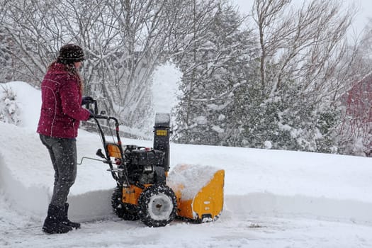 Snow blowers during heavy snowfall
