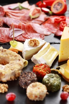Antipasto catering platter with salami and cheese