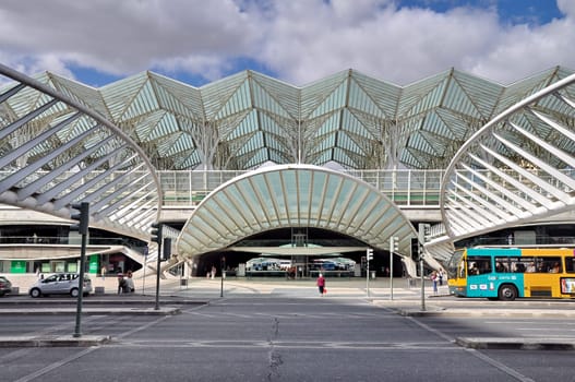 LISBON, PORTUGAL - SEPTEMBER 24: Gare do Oriente railway station in Lisbon, Portugal on September 24, 2012. It was designed by Santiago Calatrava and finished in 1998 for the Expo '98 world's fair.