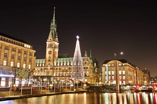 Hamburg City Hall with Christmas Market 2011