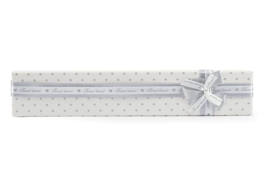 Christmas box gifts with satin bow isolated on white background