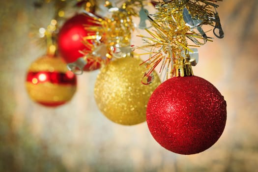 Christmas decorations on abstract background
