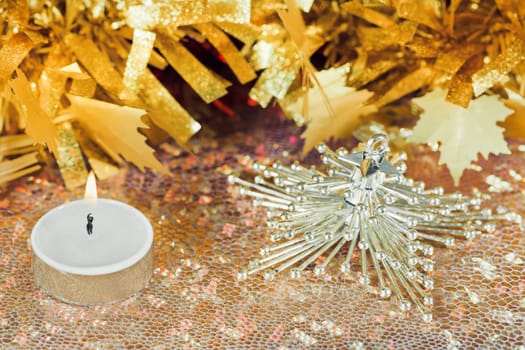 Christmas decorations on abstract background