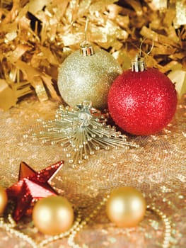 Christmas decorations on abstract background