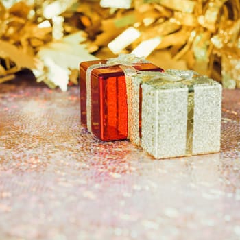 Christmas decorations on abstract background