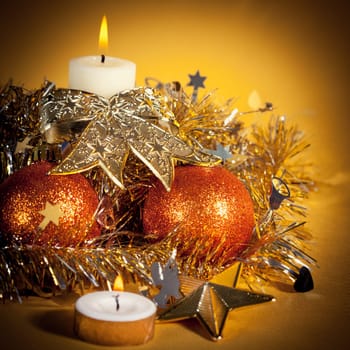 Christmas decorations on abstract background