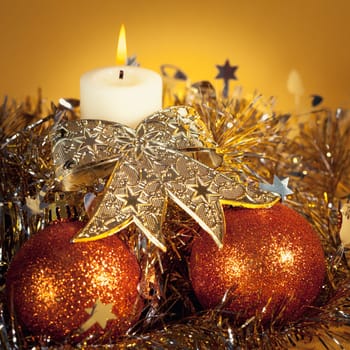 Christmas decorations on abstract background