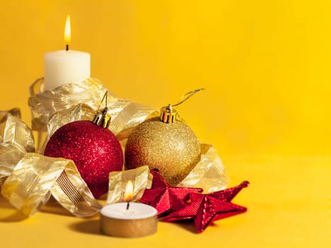 Christmas decorations on abstract background