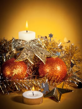 Christmas decorations on abstract background