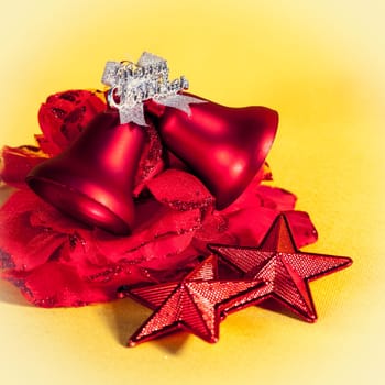 Christmas decorations on abstract background