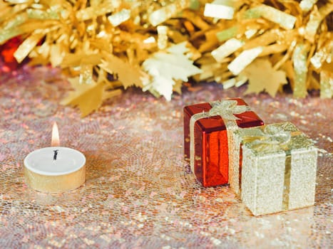 Christmas decorations on abstract background