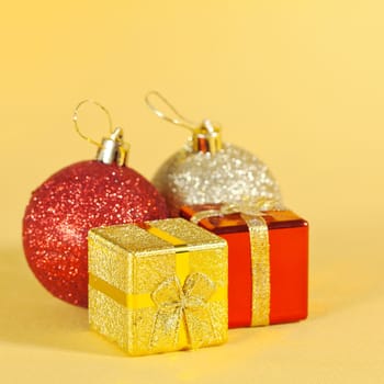 Christmas decorations on abstract background