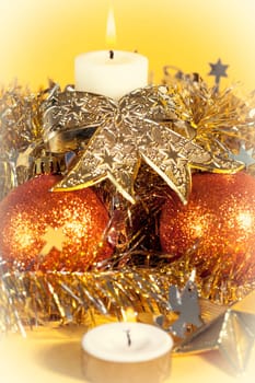 Christmas decorations on abstract background