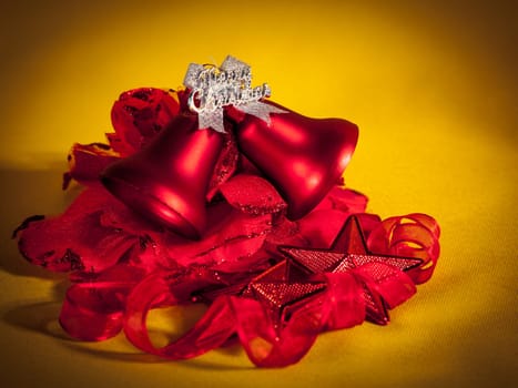 Christmas decorations on abstract background