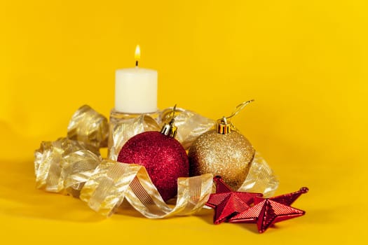 Christmas decorations on abstract background