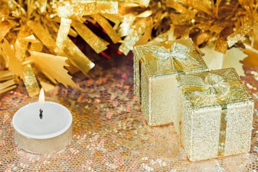 Christmas decorations on abstract background