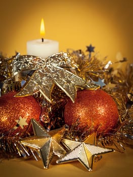 Christmas decorations on abstract background