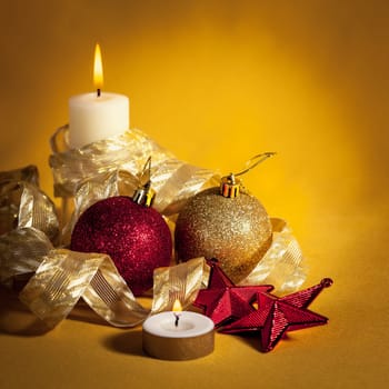Christmas decorations on abstract background