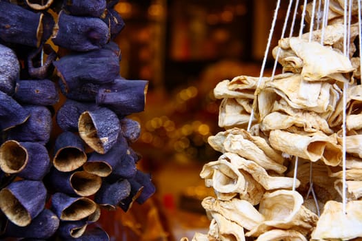 dry eggplants on rope for cooking, its made in Turkey and shops sell these in bazaars