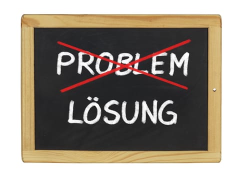 Problem and solution written on a slate