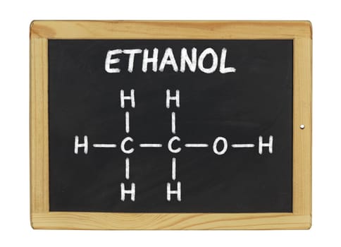 Chemical Structural Formula of Ethanol on a Slate