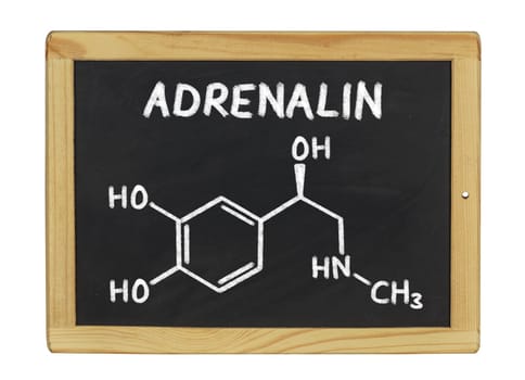 chemical structural formula of adrenaline on a slate