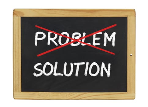 Problem and solution written on a slate