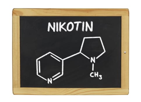chemical structural formula of nicotine on a slate