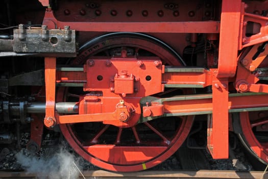 Wheels of a steam locomotive