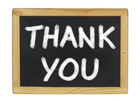 Thank you written on a slate
