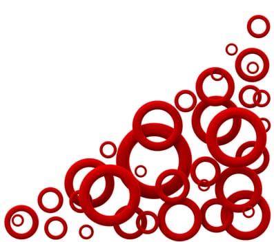 big and small rings folded triangle in the corner for advertise on white background