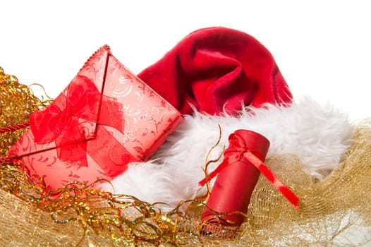 A christmas gift on a white background