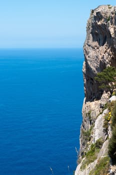 Shot of cliff and blue sea, beautiful view