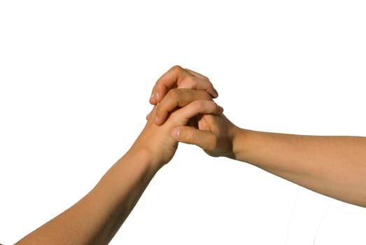 two young hands holding each other, symbolizing support, help, unity and relationship