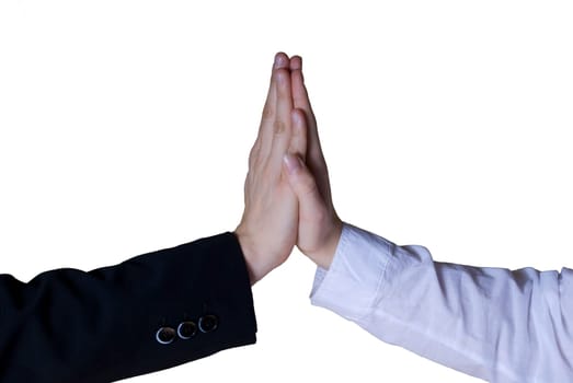 a business handclap symbolizing success, on white