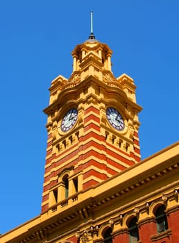 Melbourne, Australia - November 14, 2005: The Flinders Street Station is a train station in the city Melbourne, Australia.  This historically significant building has been operating for over a century and is one of Melbourne's most recognizable landmarks.