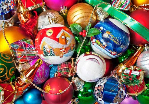 Colorful christmas bauble decorations  colored balls
