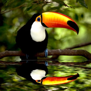 Toco Toucan in deep (Ramphastos toco) for background use