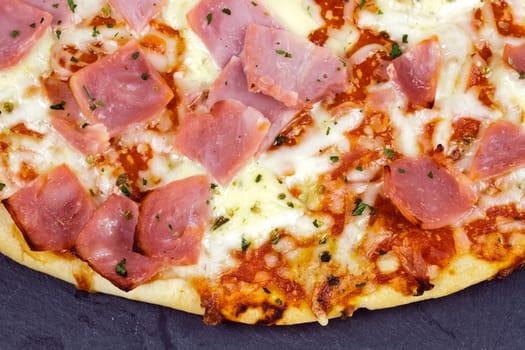 Pizza with tomatoes, cheese and eggplant white background