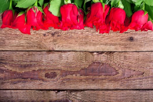 Roses on wooden board