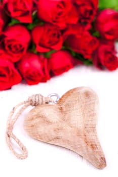 Hearts and red roses