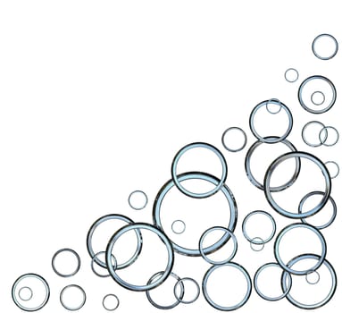 big and small rings folded triangle in the corner for advertise on white background